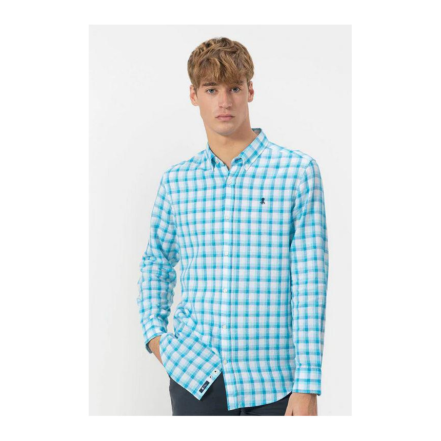 Camisa El Pulpo Cuello Botón Lino Para Hombre