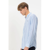 Camisa El Pulpo Cuello Botón Lino Para Hombre