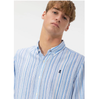 Camisa El Pulpo Cuello Botón Lino Para Hombre