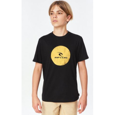 Camiseta Rip Curl Corp Icon Para Niños en Negro